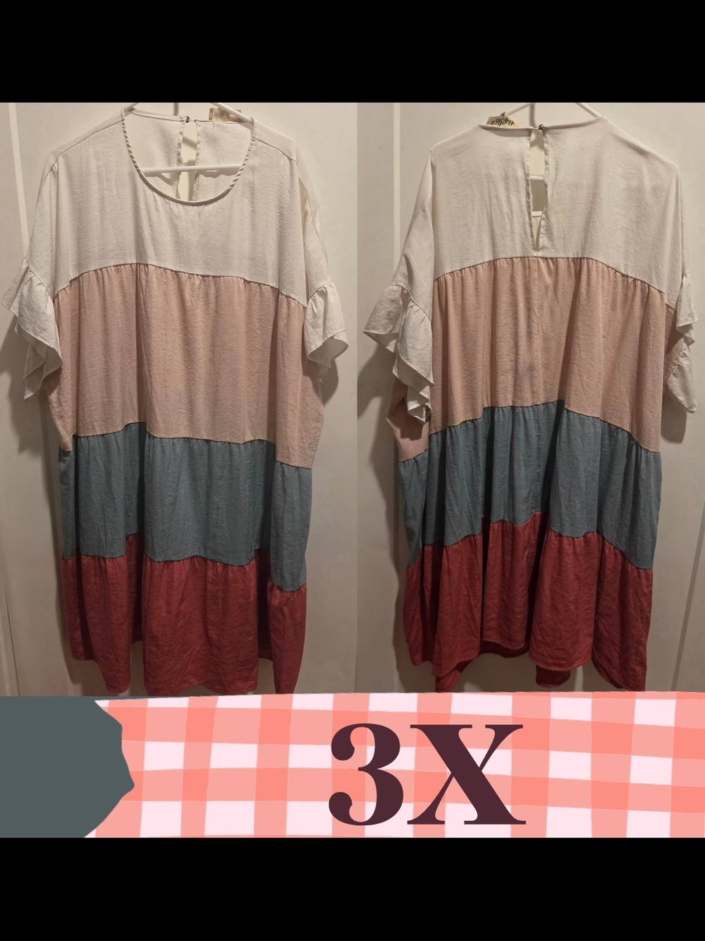 Chic Soul/Haptics - 3X - Women's Colorblock Tiered Tunic Dress
